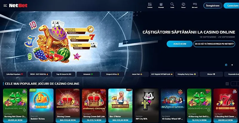 Secțiunea de casino de pe NetBet Casino