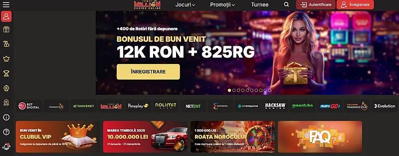 Secțiunea de casino de pe Million Casino
