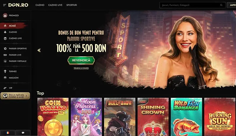 Pagina principală a casinoului Don Casino
