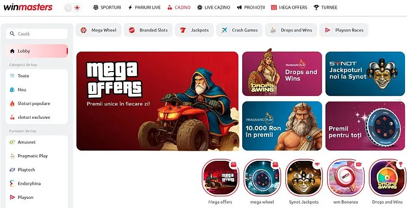 Secțiunea de casino de pe Winmasters Casino