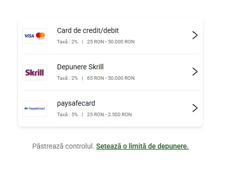 Opțiuni de depunere și retragere pe Unibet Casino