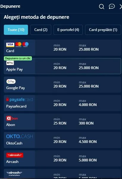Opțiuni de depunere și retragere pe MrBit Casino