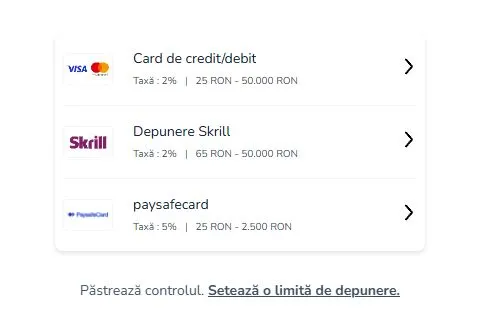 Opțiuni de depunere și retragere pe Vlad Cazino