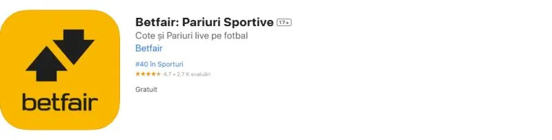 Aplicația Betfair pe mobil