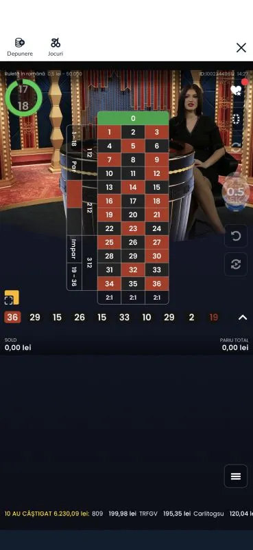 Joc live de ruleta