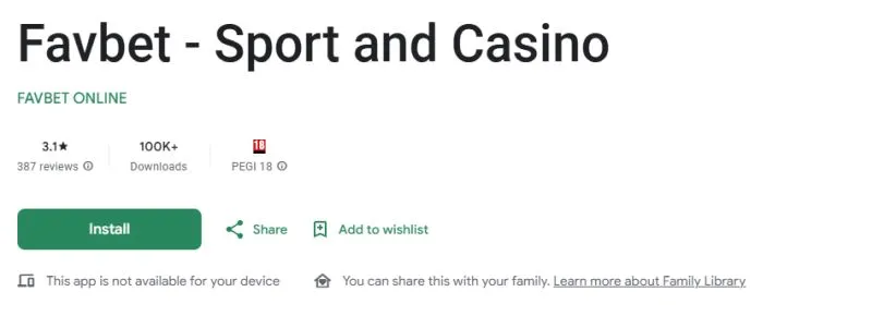 Aplicația Android de la FavBet