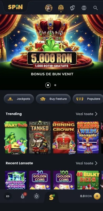 Aplicația iOS de la Spin Casino