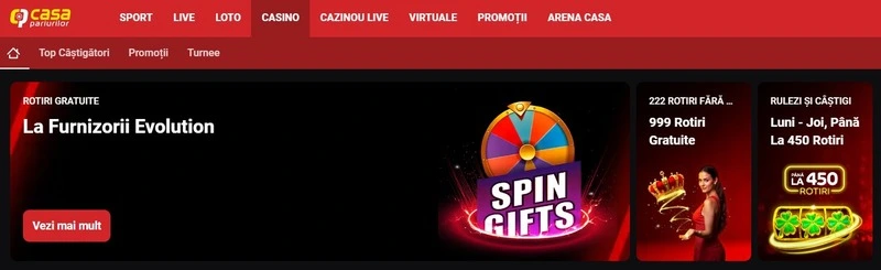 Secțiunea de casino Casa Pariurilor