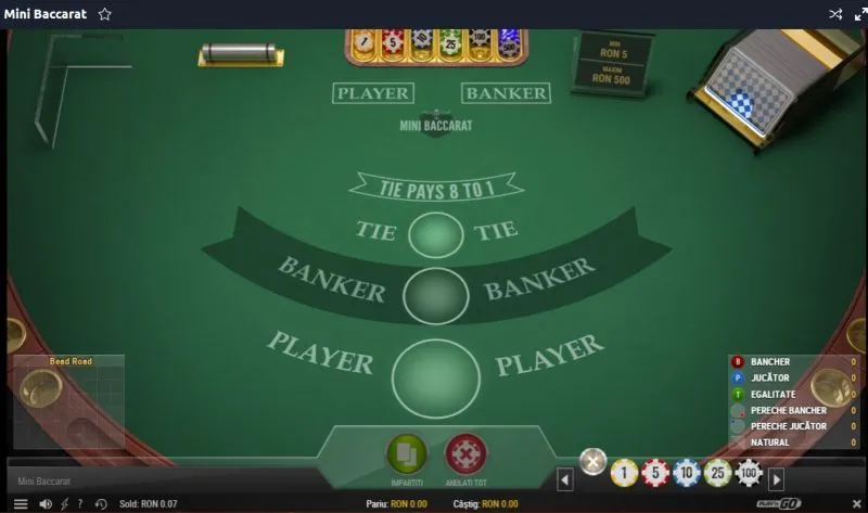 Masă de Mini Baccarat
