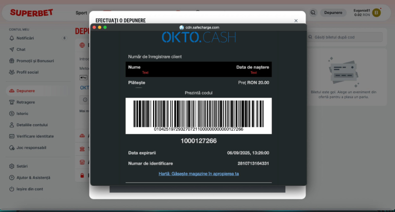 Cod de bare OKTO Cash