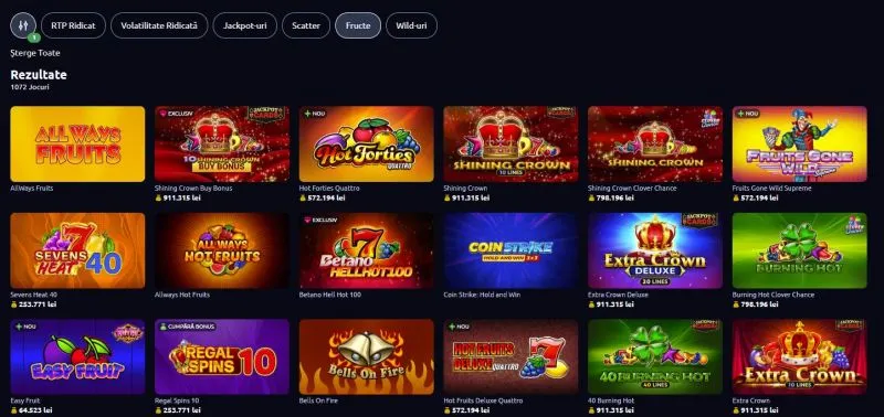 Sloturi cu fructe, jocuri de tip clasic disponibile pe platforma de casino online
