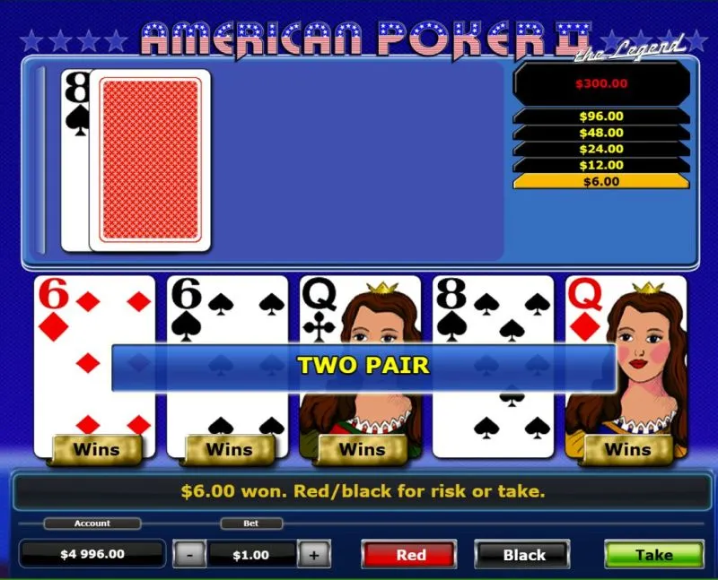 Jocul American Poker 2, un joc de cărți online cu reguli clasice de poker și interfață digitală
