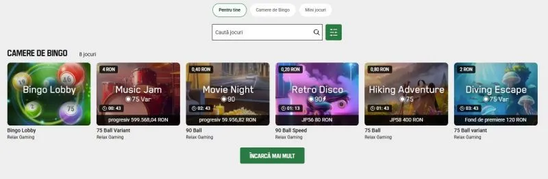 Secțiunea Bingo de la Unibet Casino