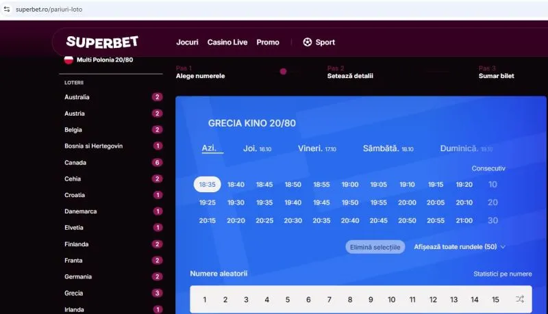 Joc Grecia Kino la Superbet Casino