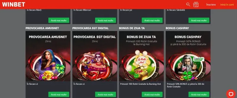 Winbet Casino bonus de ziua ta100 rotiri gratuite