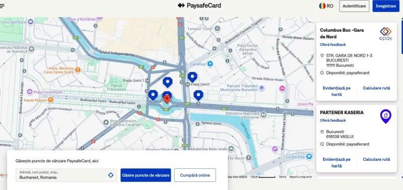 Puncte de canzare PaysafeCard Bucuresti