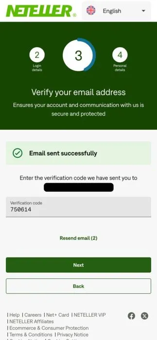 Inregistrare pe site-ul oficial Neteller - pasul 3