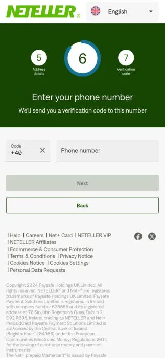 Inregistrare pe site-ul oficial Neteller - pasul 6