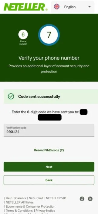 Inregistrare pe site-ul oficial Neteller - pasul 7