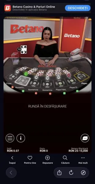Joc de Blackjack cu dealer real pe mobil
