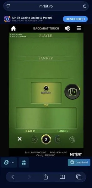 Baccarat online pe telefon