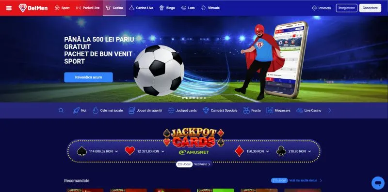 Interfața principală BetMen Casino
