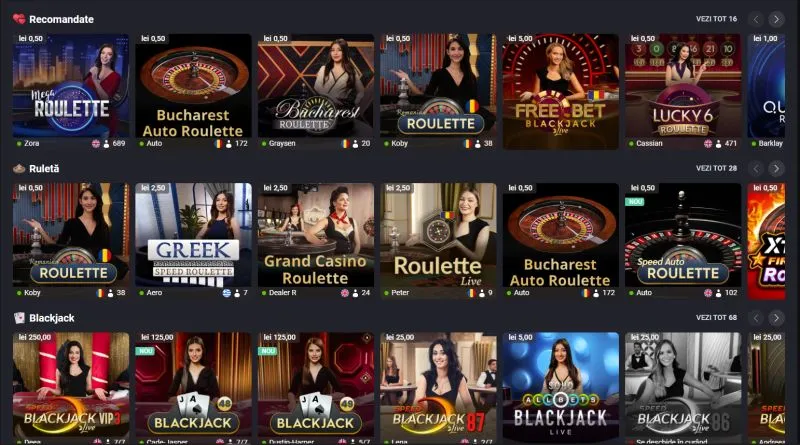 Sectiunea de casino live de la Casa Pariurilor Casino