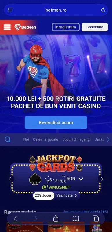 BetMen Casino pe mobil