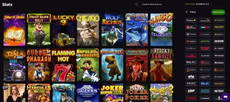 Sectiunea de sloturi de la Cashpot Casino
