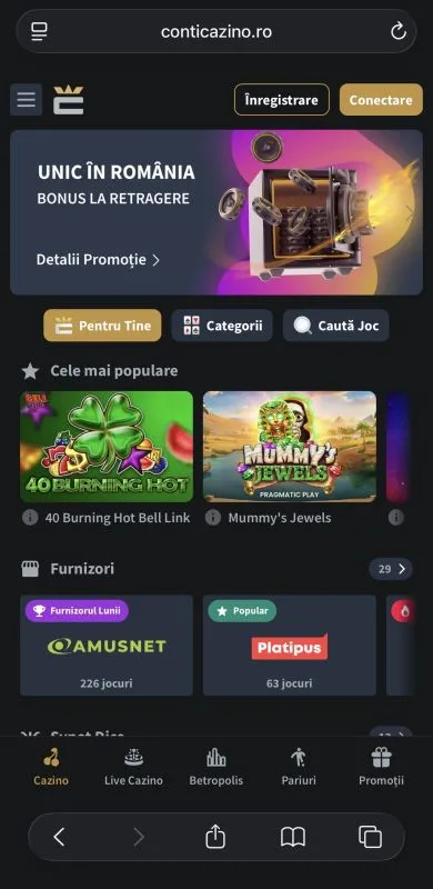 Conticazino pe mobil