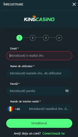 Cum deschizi un cont la King Casino