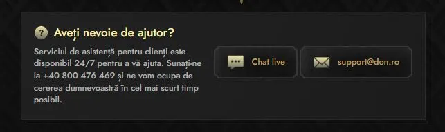 Don Casino contact și suport