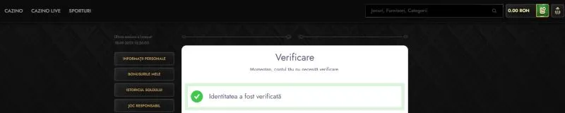 Sectiunea verificare cont la Don Casino