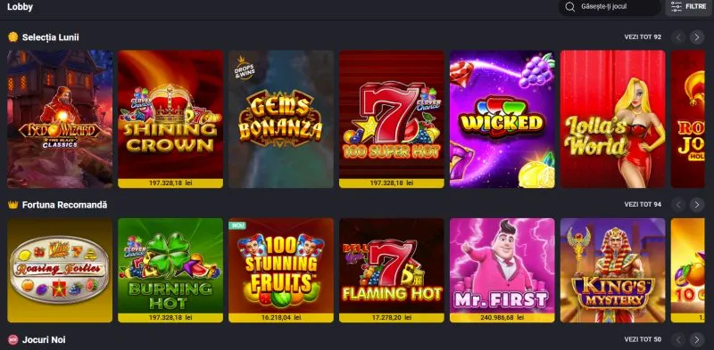 Sectiunea de sloturi de la Fortuna Casino