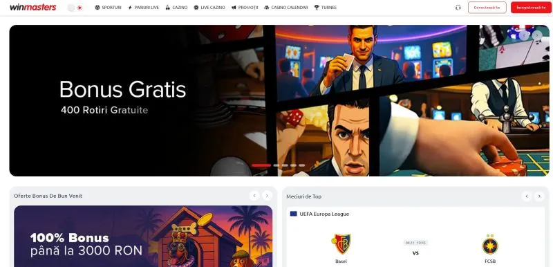 Interfata principala de la Winmasters Casino
