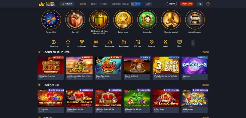 Interfara principala de la Frank Casino