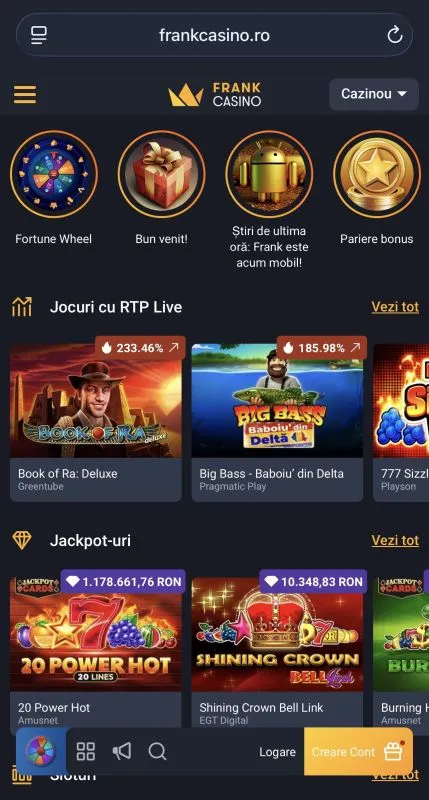 Frank Casino pe moobil