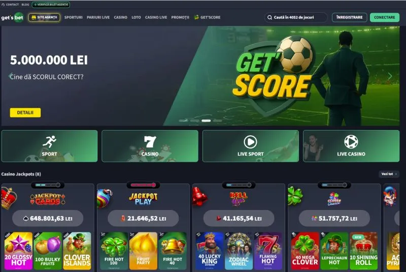 Interfata principala de la Get's Bet Casino