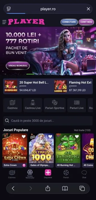Player Casino pe mobil