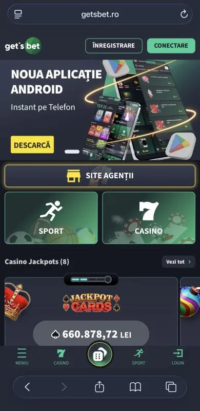 Get's Bet Casino pe mobil