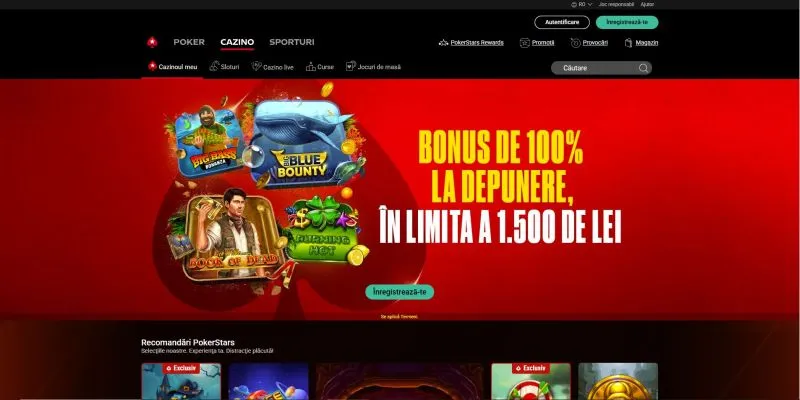 Interfata principala de la PokerStars Casino