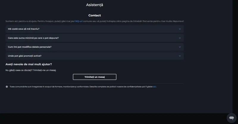 Sectiunea de suport de la Las Vegas România