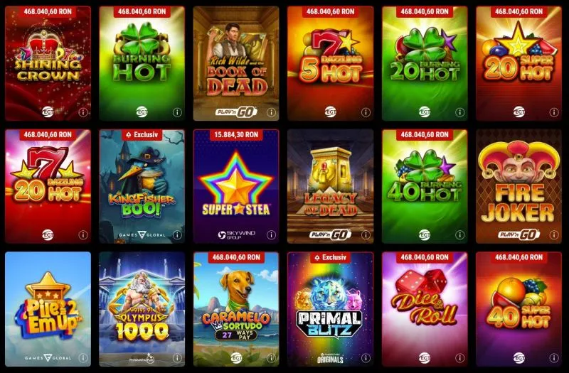 Sectiunea de sloturi de la PokerStars Casino