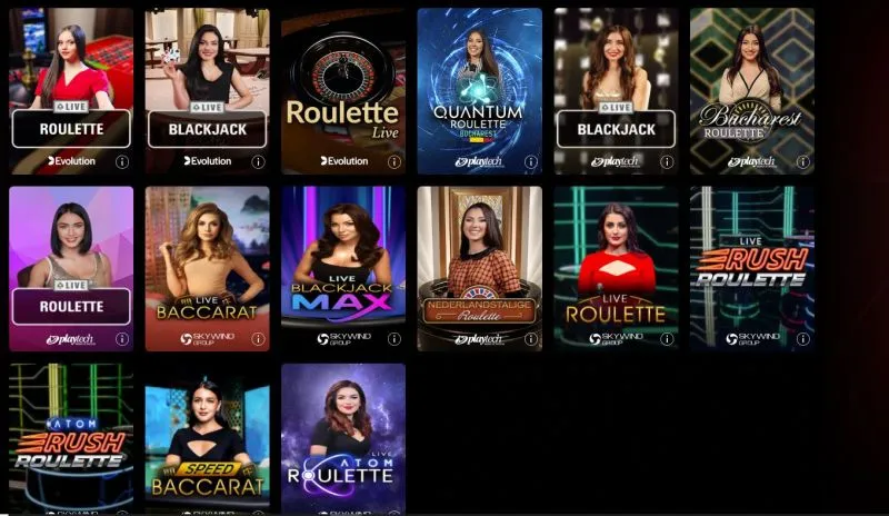 Sectiunea de live casino de la PokerStars Casino