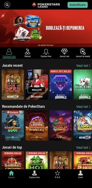 PokerStars Casino pe mobil