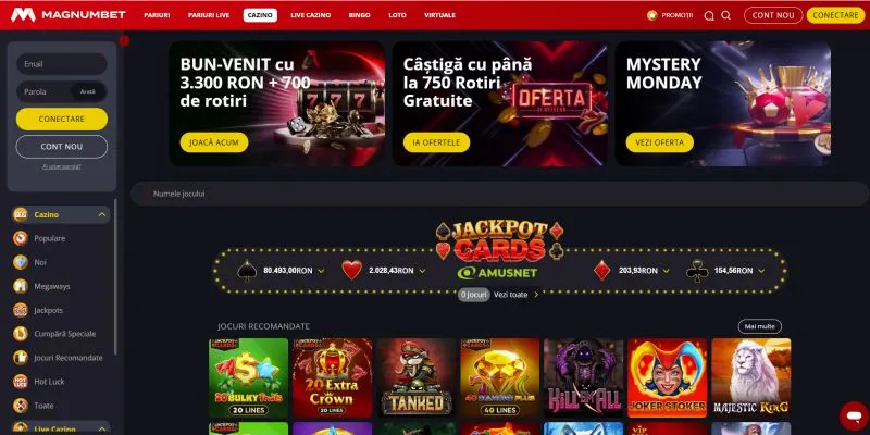 Interfata principala de la MagnumBet Casino