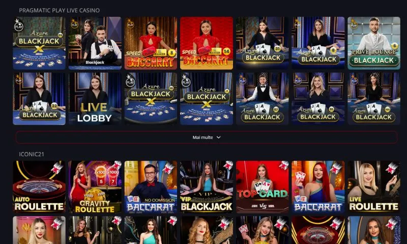 Sectiunea de live casino de la MagnumBet Casino