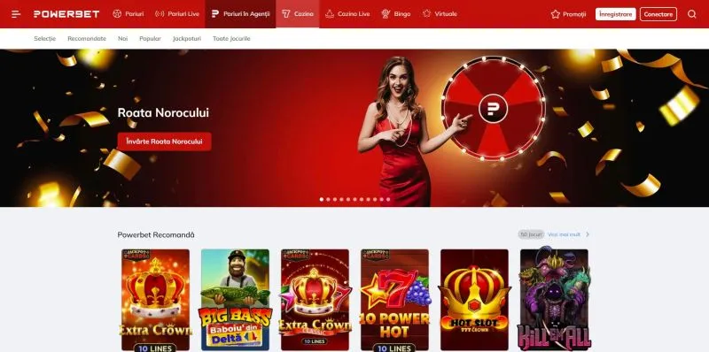 Interfata principala de la PowerBet Casino