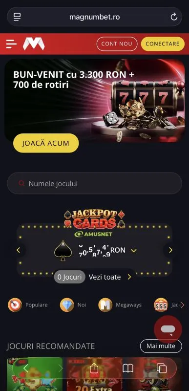 MagnumBet Casino pe mobil