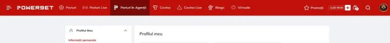 Sectiunea contul meu de la PowerBet Casino